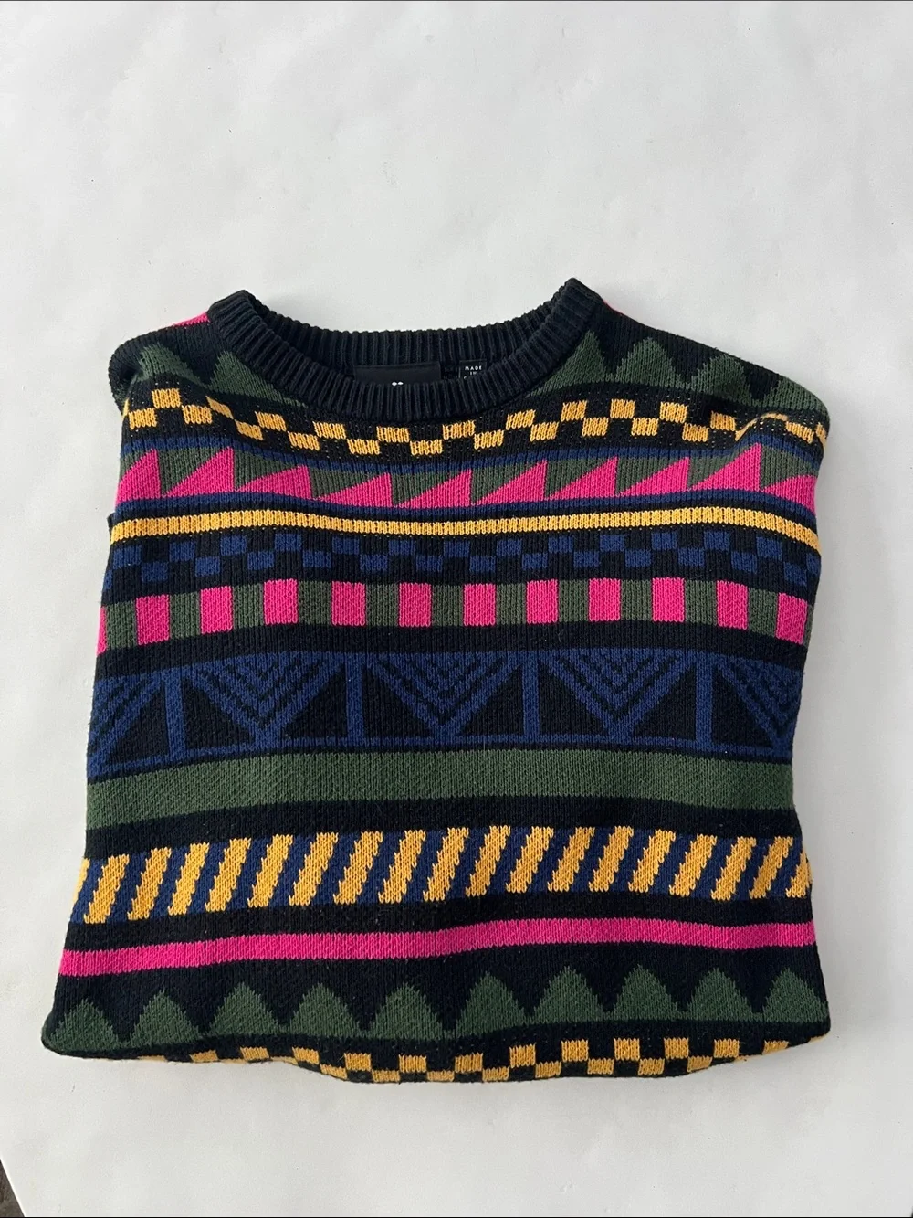Lazy Oaf 8 Bit Stripe Vintage Retro Style Jumper Sweater Multi Color Men's Small